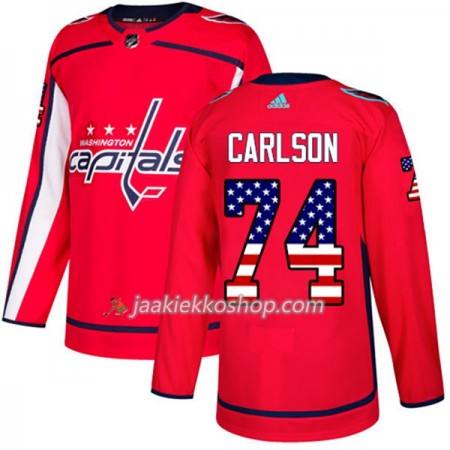 Miehille NHL Washington Capitals Pelipaita John Carlson 74 Adidas 2017-2018 Punainen USA Flag Fashion Authentic
